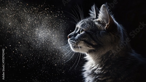 Cat Gazing at a Starry Sky photo