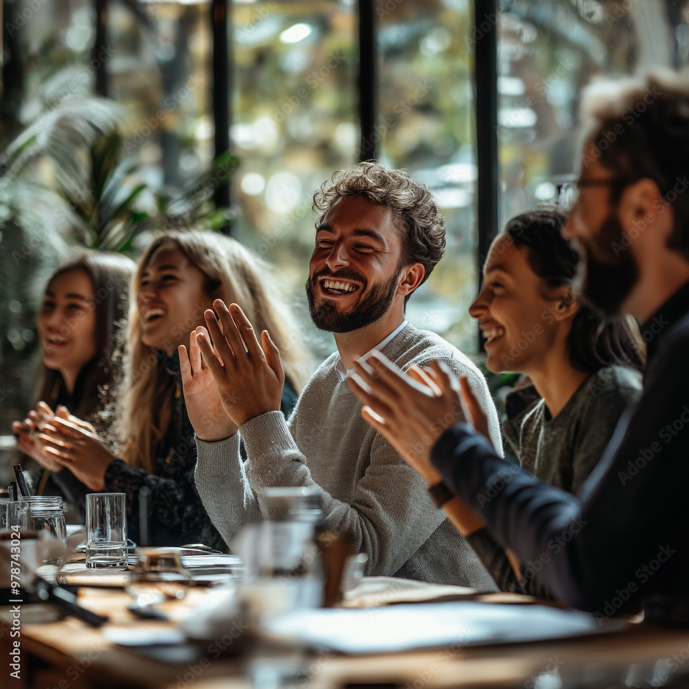 team of coworkers clapping hands for success Support team of coworkers clapping hands for success Support