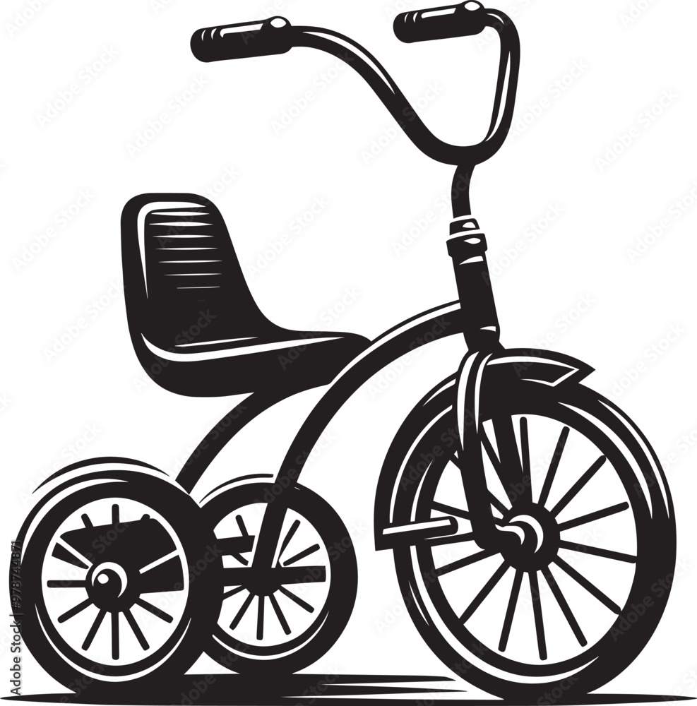 Kids tricycle silhouette vector illustration isolated on a white background Kids tricycle silhouette vector illustration isolated on a white background