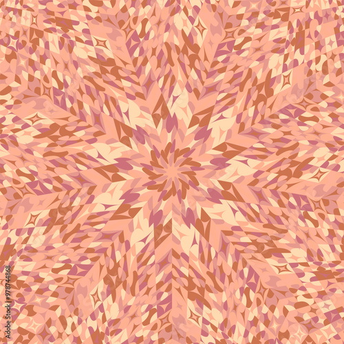 Geometrical dynamic round mosaic pattern background - circular psychedelic hypnotic abstract vector design