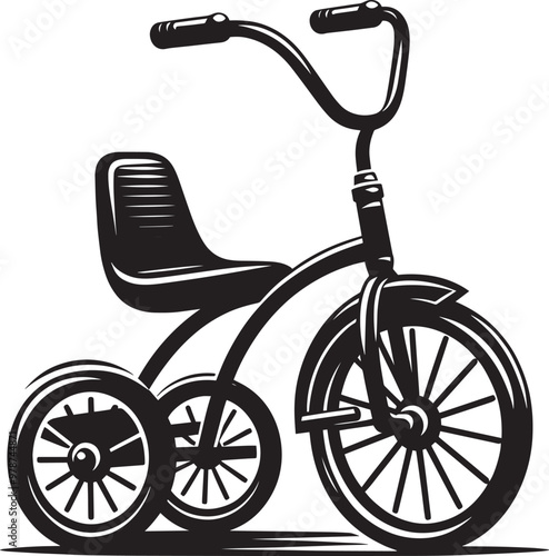 Kids tricycle silhouette vector illustration isolated on a white background