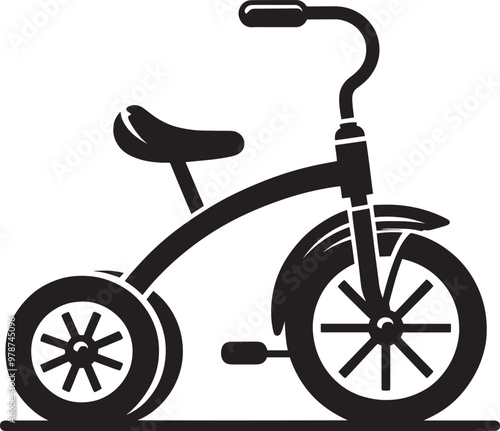 Kids tricycle silhouette vector illustration isolated on a white background