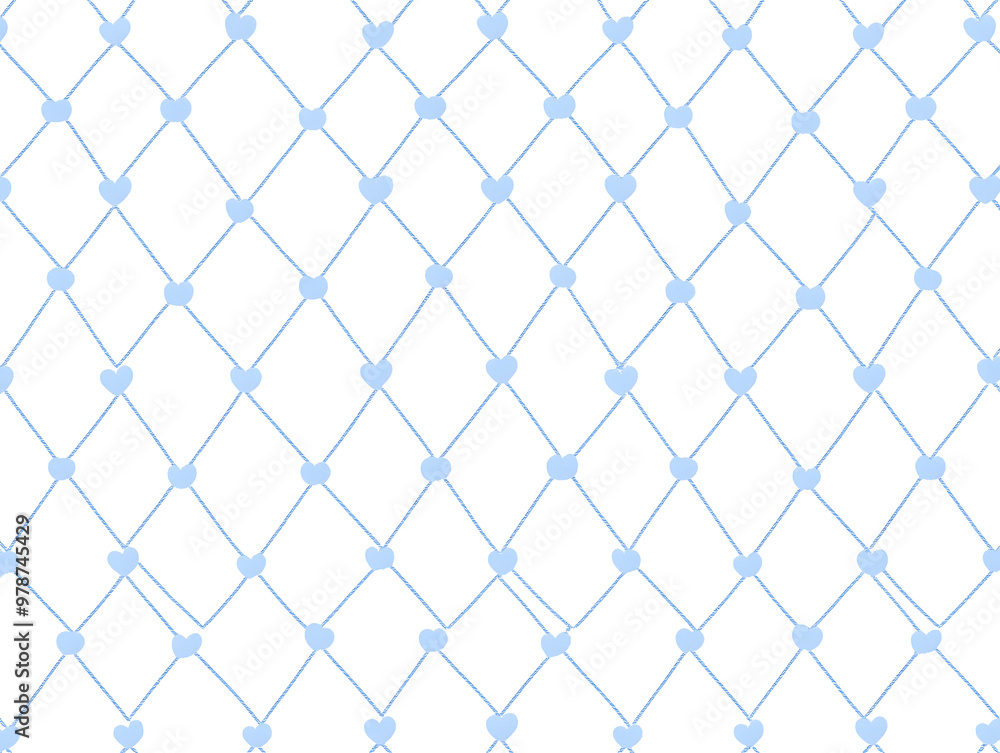 Fototapeta premium Seamless Light Blue Heart Lattice Pattern for Romantic and Decorative Designs