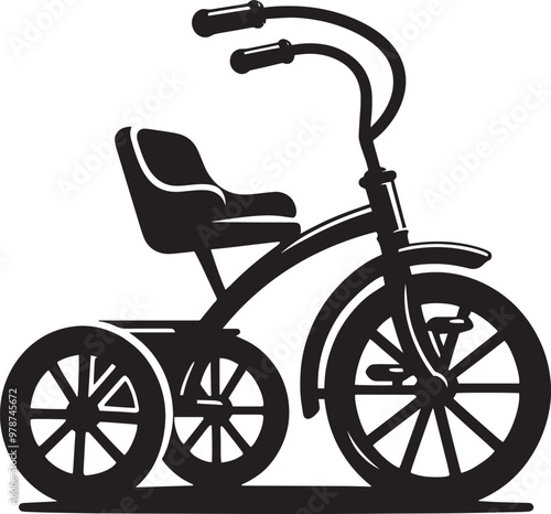 Kids tricycle silhouette vector illustration isolated on a white background