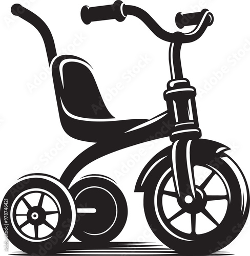 Kids tricycle silhouette vector illustration isolated on a white background