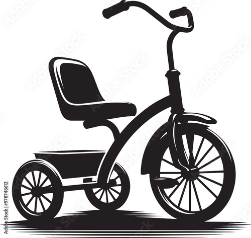 Kids tricycle silhouette vector illustration isolated on a white background