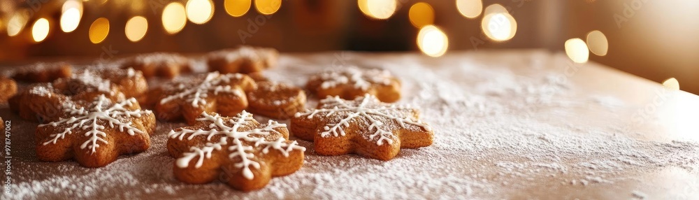 Delicious snowflake-shaped cookies dusted with sugar, perfect for winter festivities and holiday celebrations. Delicious snowflake-shaped cookies dusted with sugar, perfect for winter festivities and holiday celebrations.