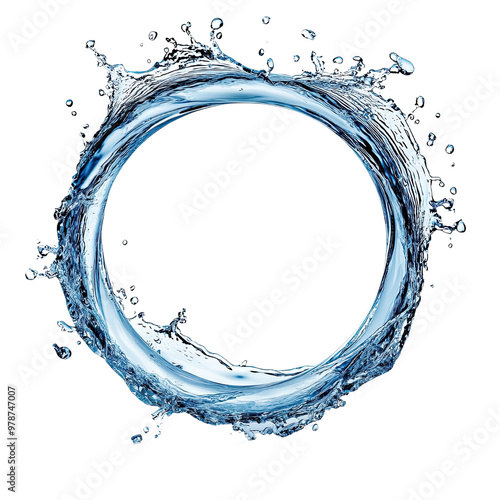 Clear water splash with bubbles in a glass isolated on white background