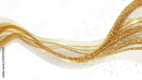 Futuristic abstract golden wave design with flowing curves and a smooth, light backdrop