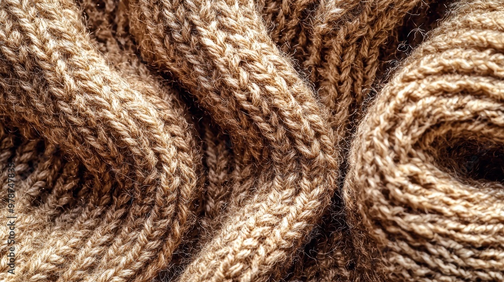 Intricate patterns of soft, brown knit fabric captured in warm afternoon light Intricate patterns of soft, brown knit fabric captured in warm afternoon light