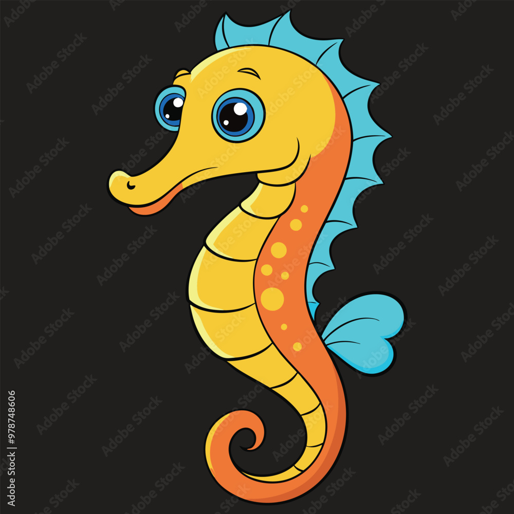 Hand drawn cartoon seahorse illustration Hand drawn cartoon seahorse illustration