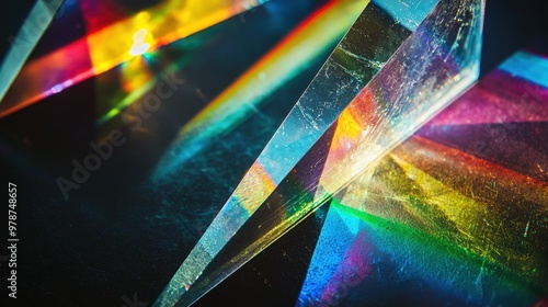 Prism light reflections create a colorful kaleidoscope in an artistic display