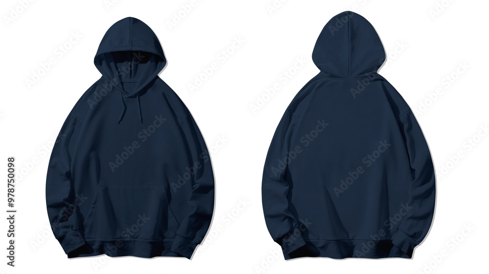 Navy Blue Hoodie Mockup, Front and Back View for Design & Branding. Navy Blue Hoodie Mockup, Front and Back View for Design & Branding.