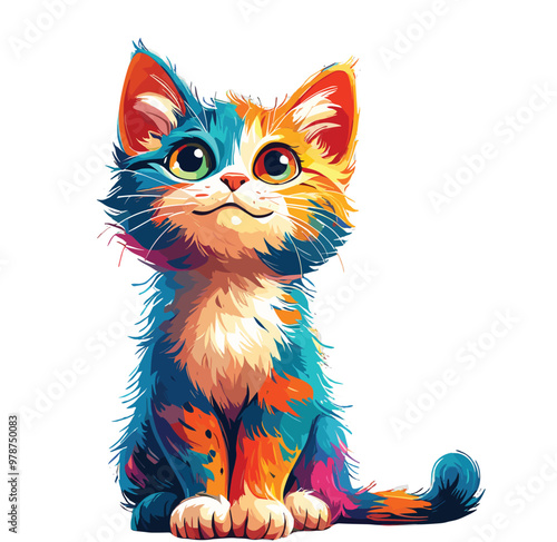 Vector illustration image of a cute and adorable kitten