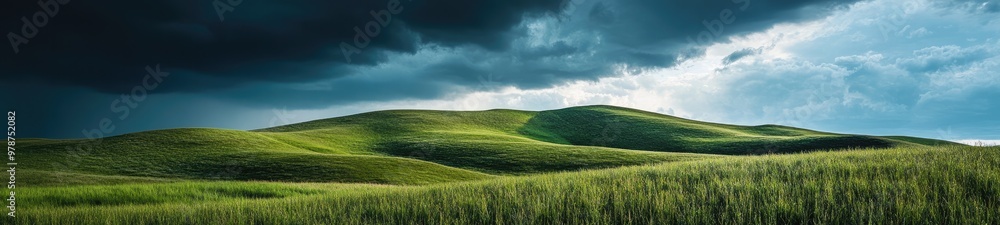 Storms Over the Grassy Hills: A Beautiful Scene Storms Over the Grassy Hills: A Beautiful Scene