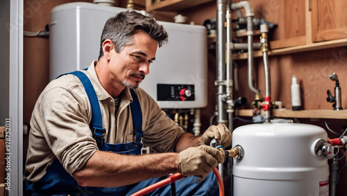Plumber Installing Water Heater