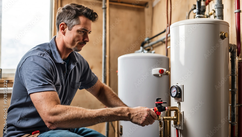 Plumber Installing Water Heater