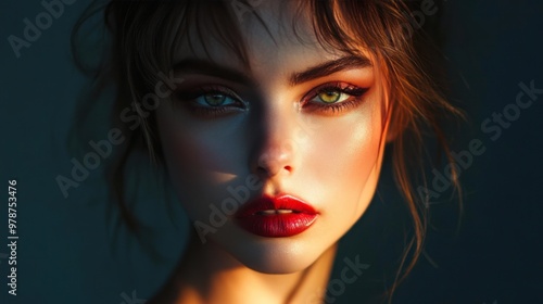 Wallpaper Mural A sexy portrait of a woman with dramatic lighting, highlighting her bold makeup and intense gaze Torontodigital.ca