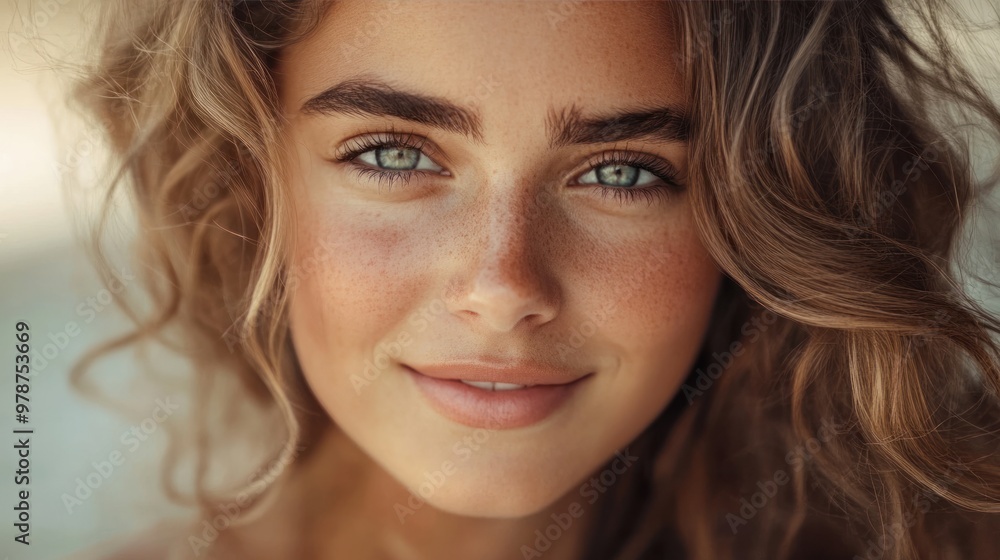 A sexy portrait of a woman with tousled hair, looking directly into the camera with a captivating smile A sexy portrait of a woman with tousled hair, looking directly into the camera with a captivating smile