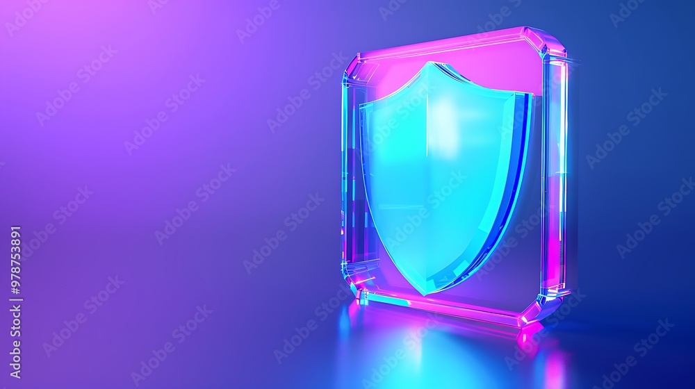 Stylish shield icon with vibrant colors, representing security and protection in a digital world. Perfect for tech visuals. Stylish shield icon with vibrant colors, representing security and protection in a digital world. Perfect for tech visuals.