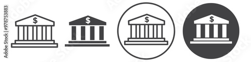 Bank icon thin line illustration