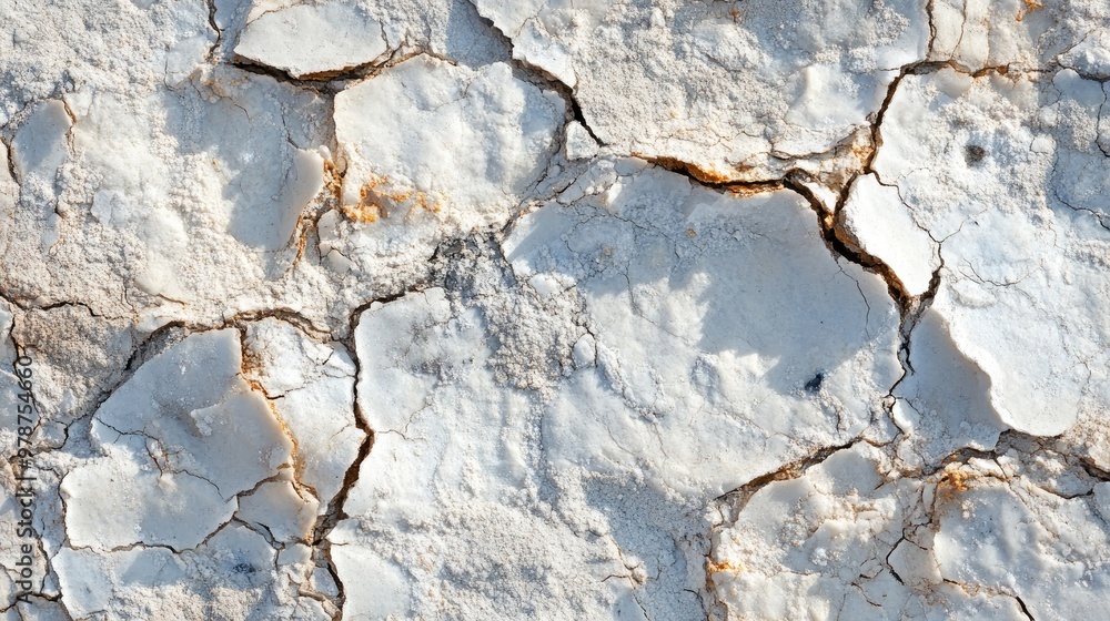 Close-up of Cracked White Salt Flat Surface Close-up of Cracked White Salt Flat Surface