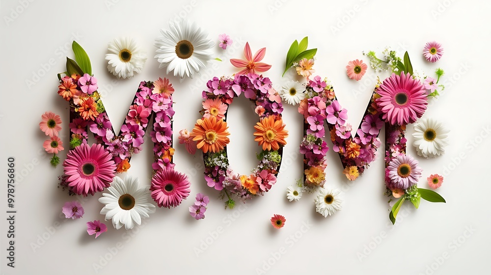 Mother's day - mom text made with flowers Mother's day - mom text made with flowers