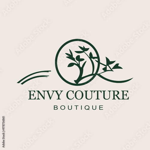 Elegant Envy Couture Boutique Logo with Nature Design