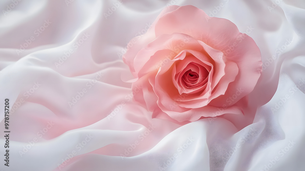 a close up of a pink flower on a bed of white fabric with a pink rose in the center of the photo. a close up of a pink flower on a bed of white fabric with a pink rose in the center of the photo.