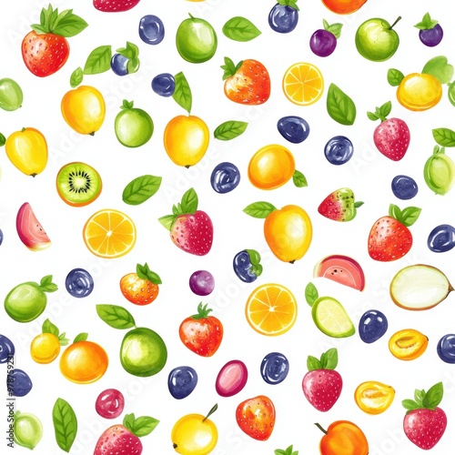 Fruit Pattern Watercolor.