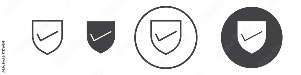 Shield check icon thin line illustration Shield check icon thin line illustration