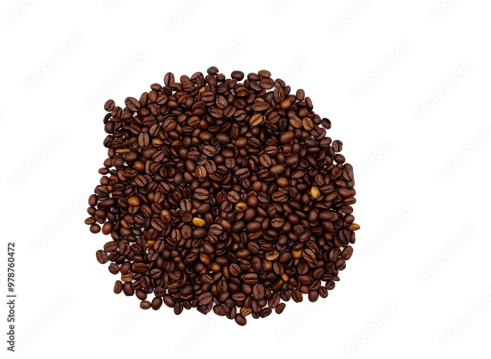 Natural roasted coffee beans on a white background. Natural roasted coffee beans on a white background.