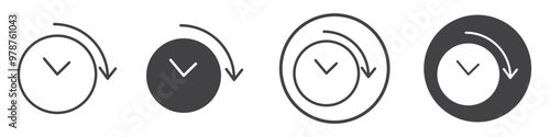 Time forward icon thin line illustration