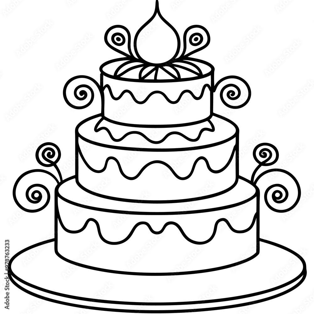 fancy cake outline coloring book page line art drawing fancy cake outline coloring book page line art drawing