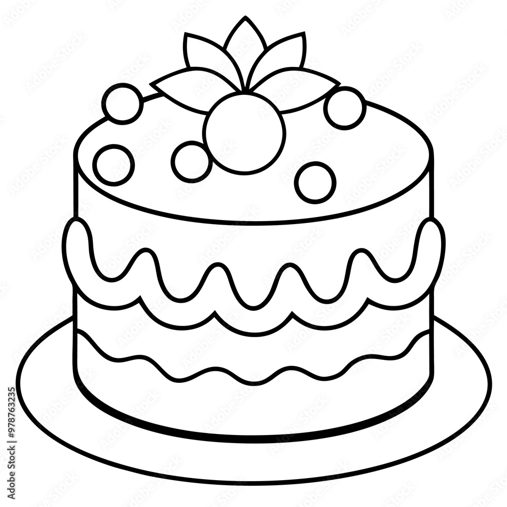fancy cake outline coloring book page line art drawing fancy cake outline coloring book page line art drawing