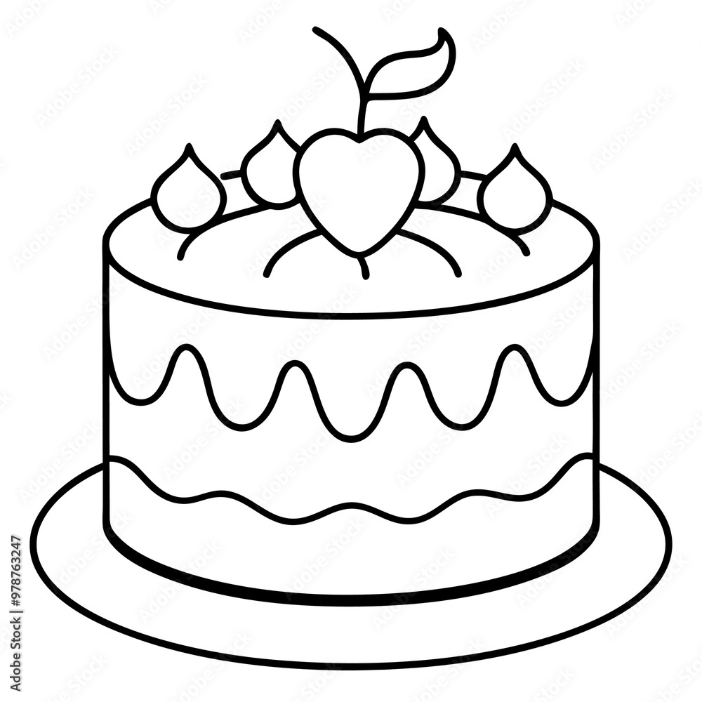 fancy cake outline coloring book page line art drawing fancy cake outline coloring book page line art drawing
