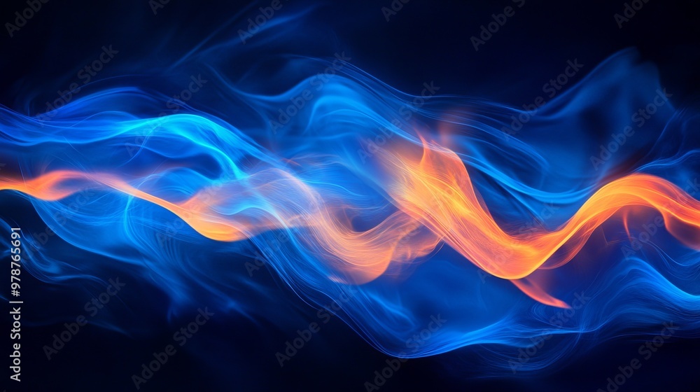 Fototapeta premium Abstract background with fiery blue light