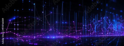 Abstract Digital Network with Glowing Lines and Dots