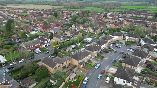 Aerial View of Central City of Harefield, Uxbridge, London United Kingdom. Footage Captured with Drone's Camera During Beautiful Sunset Time on April 3rd, 2024 photo