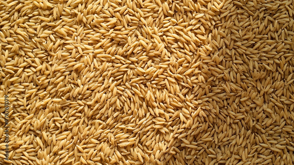 An organic paddy rice grains background features a rich, natural texture of uncooked rice grains. An organic paddy rice grains background features a rich, natural texture of uncooked rice grains.