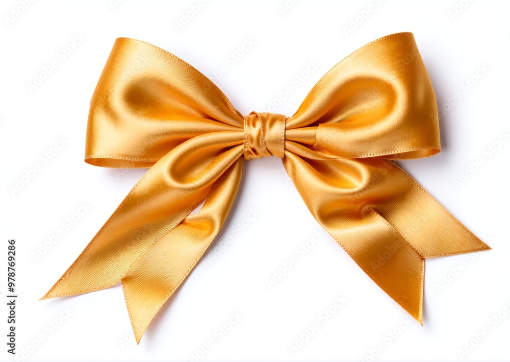 golden silk ribbon bow on white background golden silk ribbon bow on white background