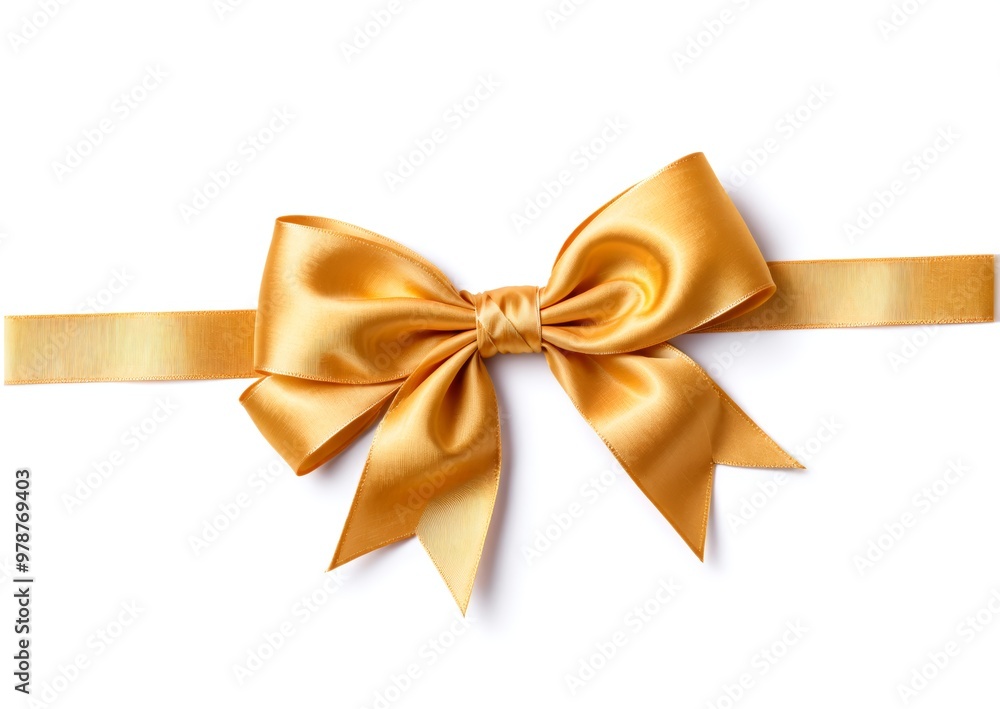 golden silk ribbon bow on white background golden silk ribbon bow on white background