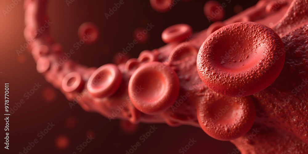 Artistic depiction of blood cells flowing in vessels Artistic depiction of blood cells flowing in vessels