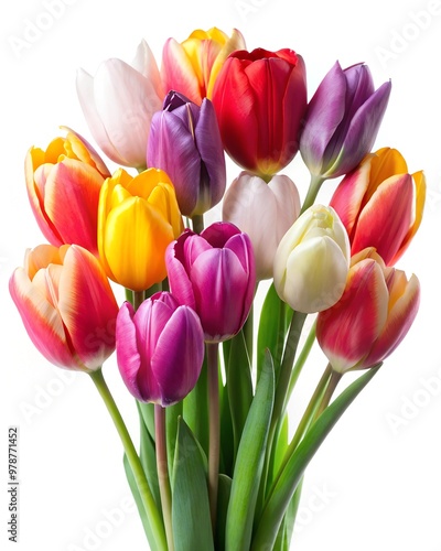 Colorful tulip flowers isolated on white