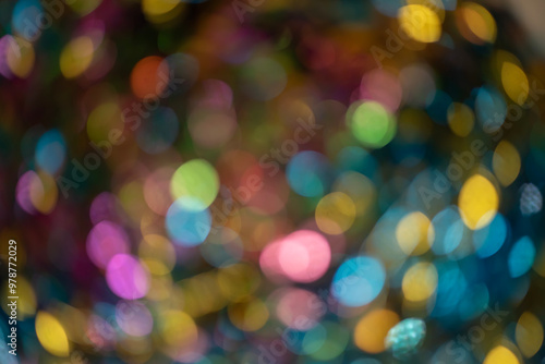 Abstract circular colorful bokeh from the party light, abstract background.