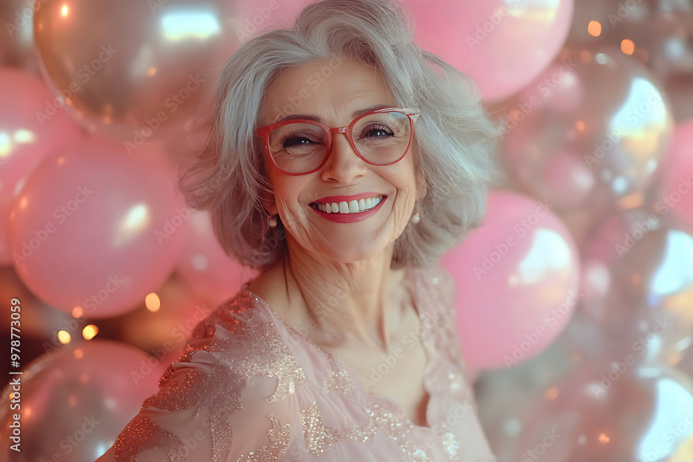 Joyful senior woman celebrating her birthday. Joyful senior woman celebrating her birthday.