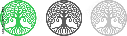 Celtic tree ornament icon silhouette. Vector template eps10 design.