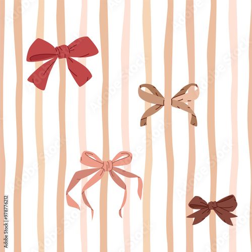 striped seamless pattern with bows