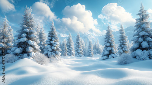 snovy trees on winter mountains photo