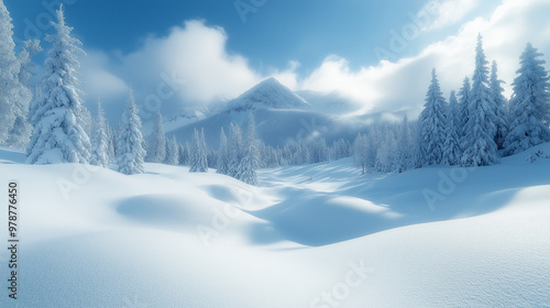 Wallpaper Mural snow-covered firs in high mountains in winter Torontodigital.ca